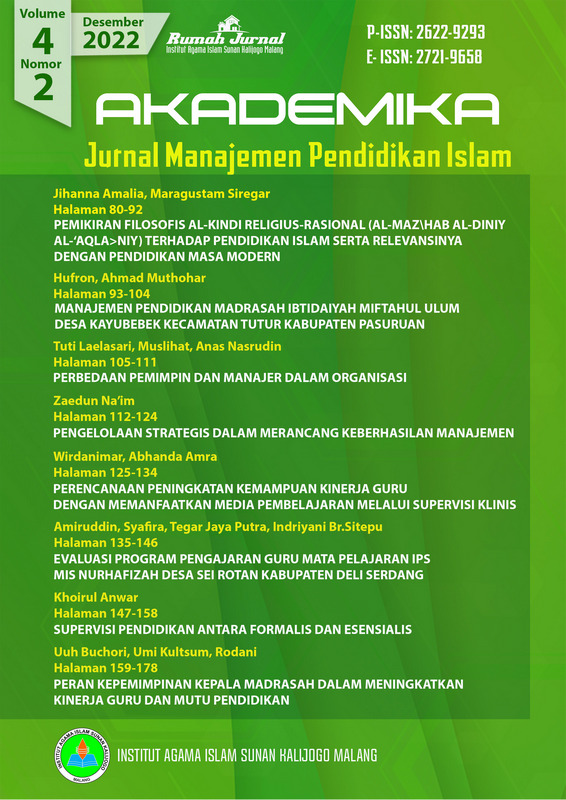 					View Vol. 4 No. 2 (2022): Akademika: Jurnal Manajemen Pendidikan Islam
				