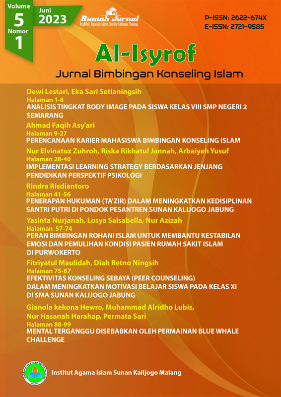					View Vol. 5 No. 1 (2023): Al-Isyrof : Jurnal Bimbingan dan Konseling Islam
				