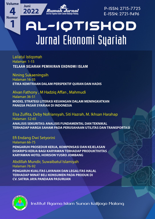 					View Vol. 4 No. 1 (2022): Al-Iqtishod: Jurnal Ekonomi Syariah
				