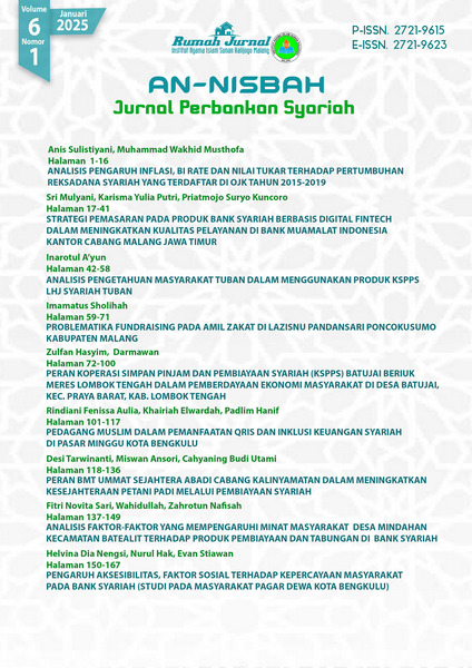 					View Vol. 6 No. 1 (2025): An-Nisbah: Jurnal Perbankan Syariah
				