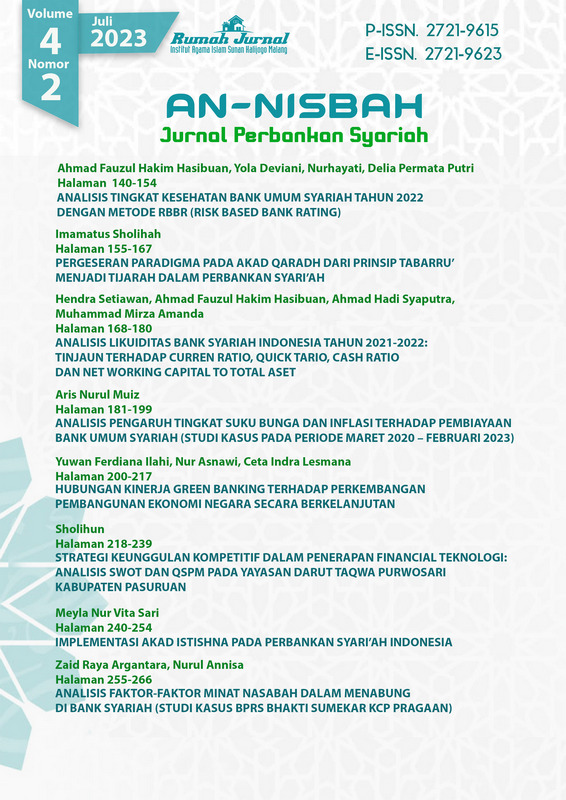 					View Vol. 4 No. 2 (2023): Jurnal An-Nisbah: Perbankan Syariah
				